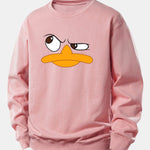 Velira Sweatshirts Šviesiai rožinė / XS Emotikonų antis spauda laisvo kirpimo džemperis
