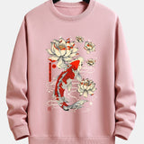 Velira Sweatshirts šviesiai rožinė / XS Koi žuvies lotoso rašto laisvas fit džemperis
