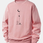 Velira Sweatshirts Šviesiai rožinė / XS Mėnulio Astronauto Spauda Laisvo Pjūvio Džemperis