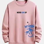 Velira Sweatshirts šviesiai rožinė / XS Niekuomet nepasiduok Šypsenėlės Spauda Laisvo Kirpimo Megztinis