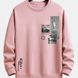 Velira Sweatshirts šviesiai rožinė / XS Niujorko architektūros atspaudas laisvo kirpimo džemperis