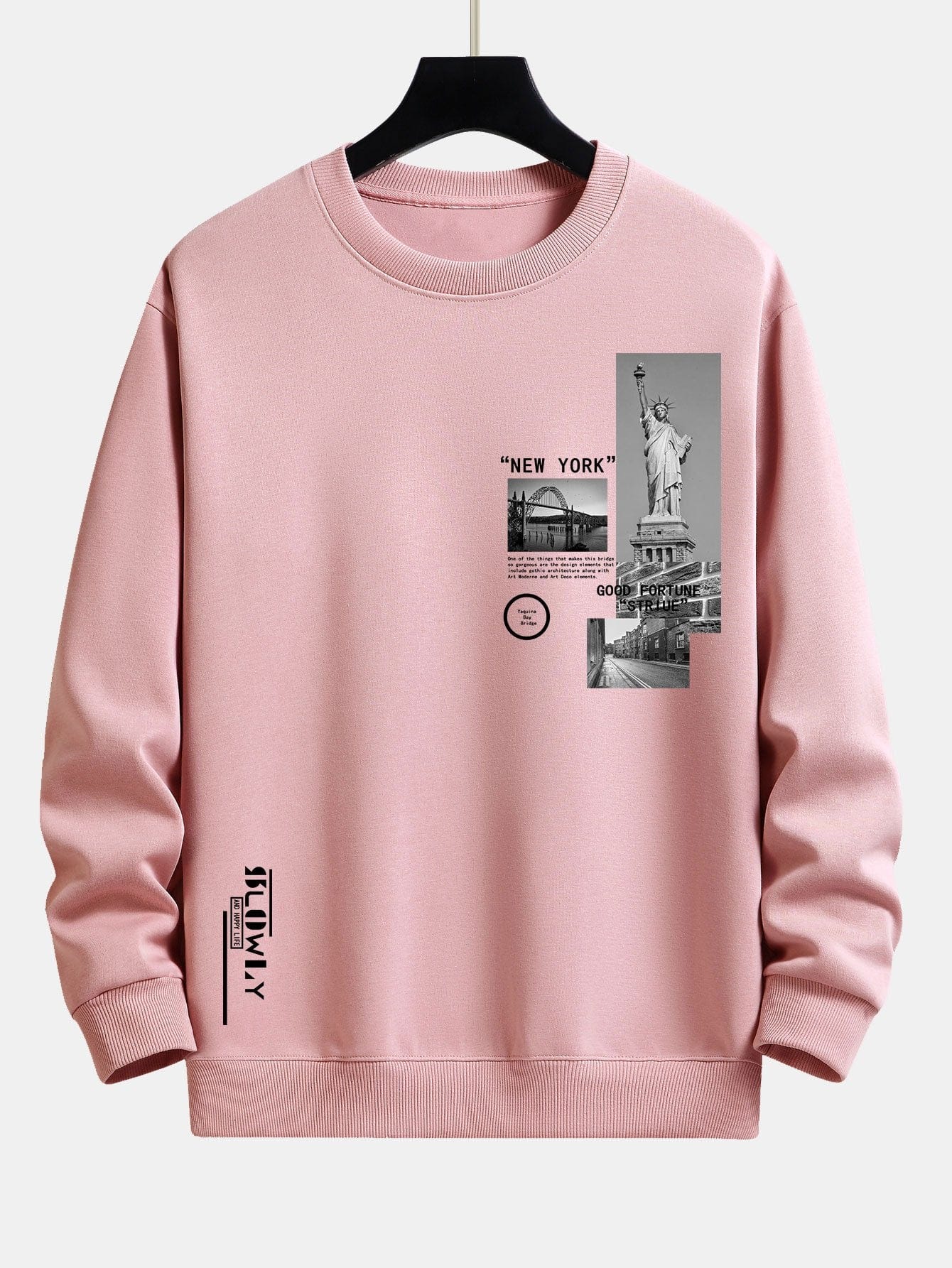 Velira Sweatshirts šviesiai rožinė / XS Niujorko architektūros atspaudas laisvo kirpimo džemperis