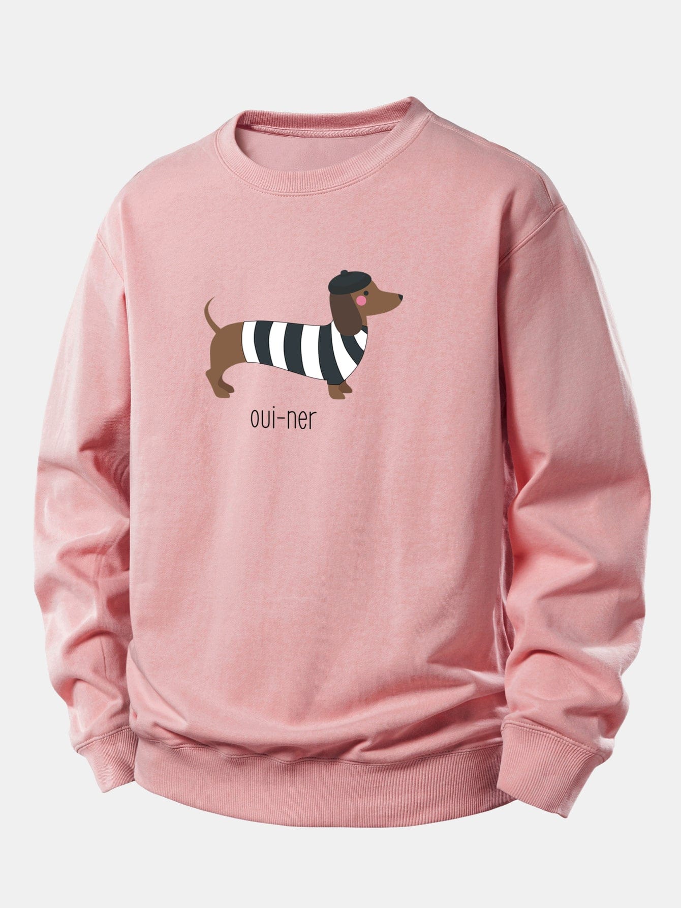 Velira Sweatshirts Šviesiai rožinė / XS Prancūzų taksų spauda laisvo kirpimo džemperis