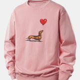 Velira Sweatshirts Šviesiai rožinė / XS Širdies formos balionas šunų veislės printas laisvo kirpimo džemperis