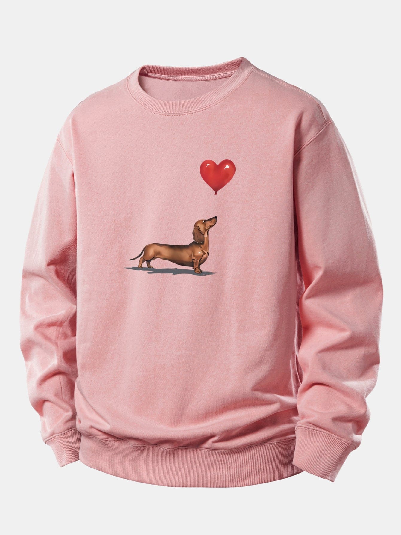 Velira Sweatshirts Šviesiai rožinė / XS Širdies formos balionas šunų veislės printas laisvo kirpimo džemperis