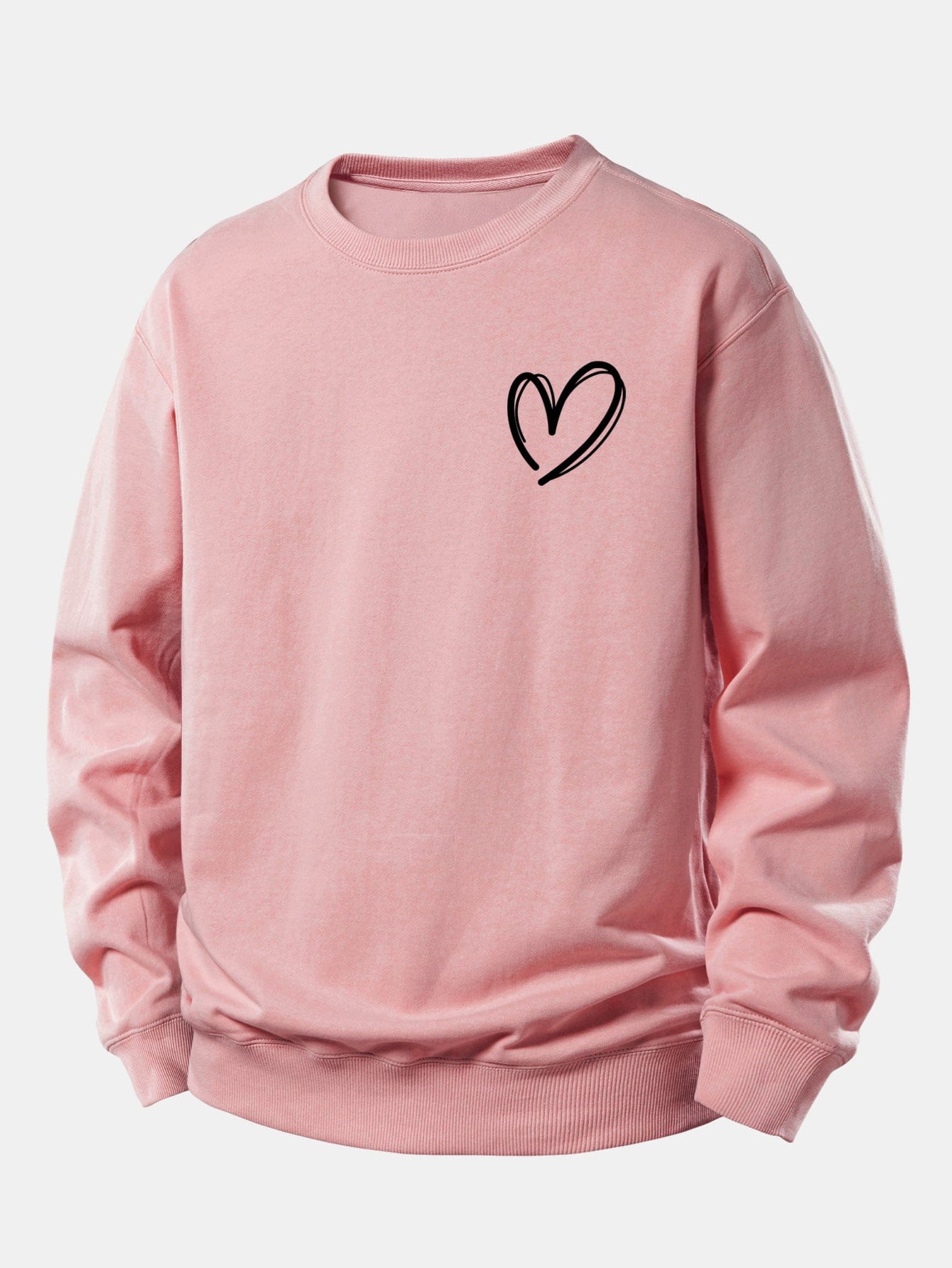 Velira Sweatshirts Šviesiai rožinė / XS Širdies Raštas Laisvo Pjūvio Megztinis