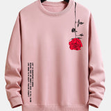 Velira Sweatshirts šviesiai rožinė / XS Sloganas Rožių Spauda Laisvas Fit Palaidinė