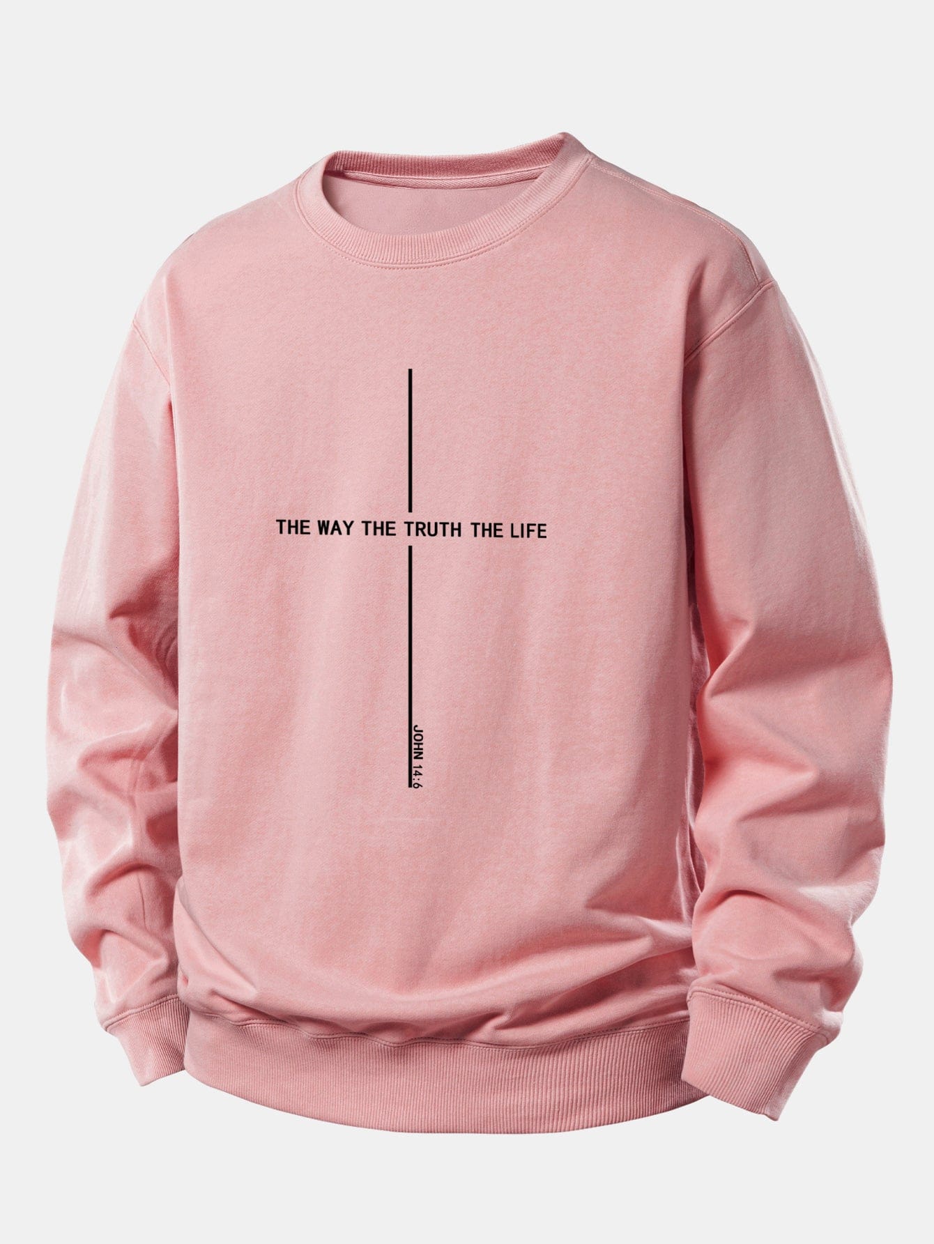 Velira Sweatshirts Šviesiai rožinė / XS Tikėjimo spauda laisvo kirpimo džemperis