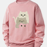 Velira Sweatshirts Šviesiai rožinė / XS Trys Katės Spauda Laisvo Pjūvio Džemperis