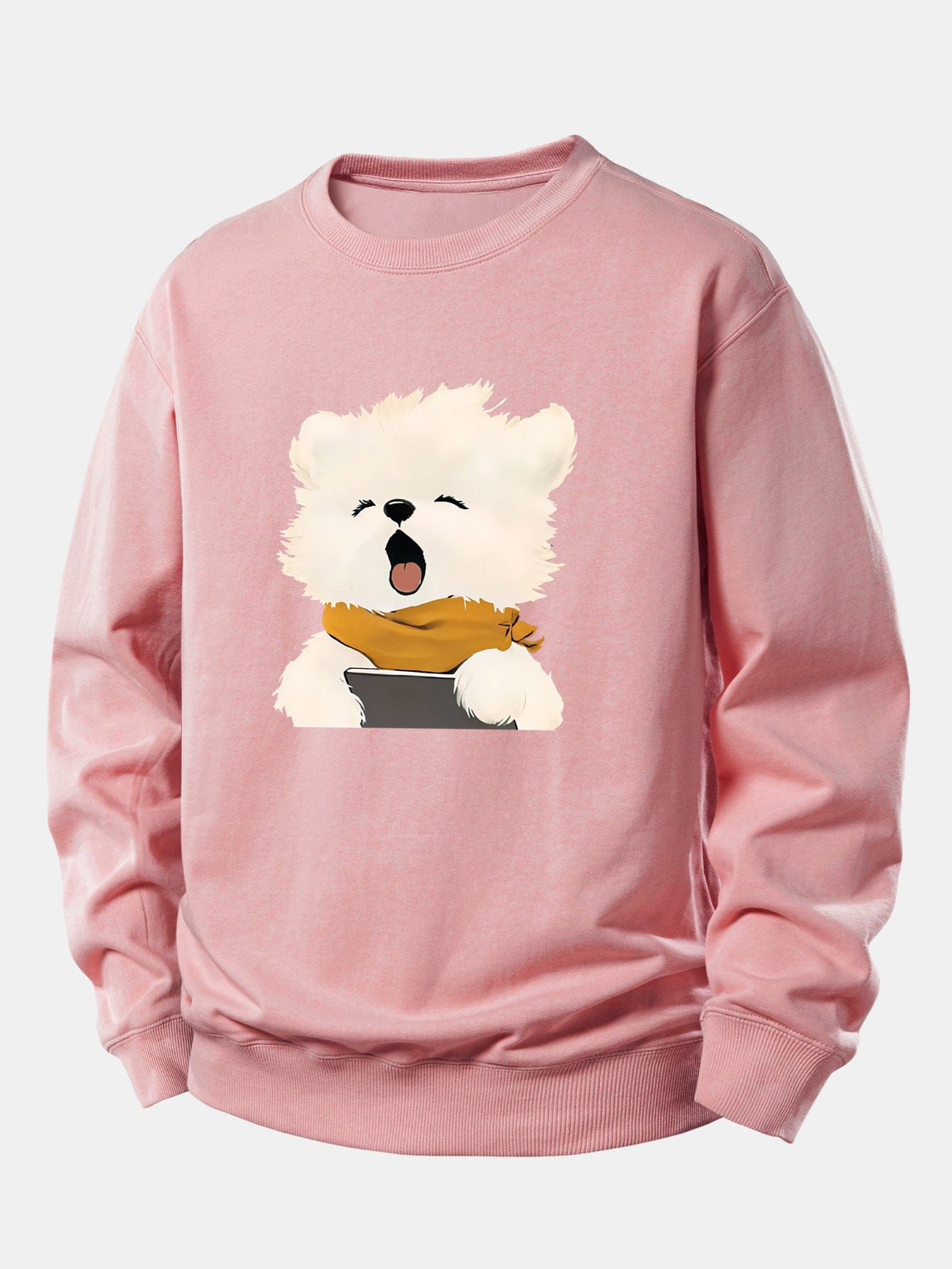 Velira Sweatshirts Šviesiai rožinė / XS Žiovaujantis Šuniukas Spauda Laisvas Fit Džemperis