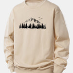 Velira Sweatshirts Šviesiai ruda / XS Kalnų gamtos spauda laisvo kirpimo džemperis