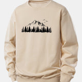 Velira Sweatshirts Šviesiai ruda / XS Kalnų gamtos spauda laisvo kirpimo džemperis