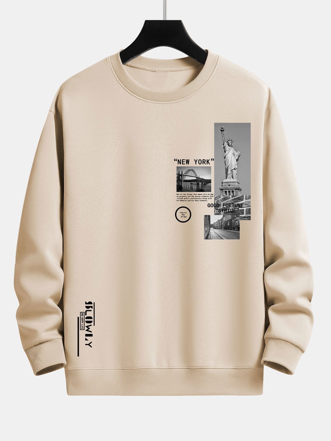 Velira Sweatshirts šviesiai ruda / XS Niujorko architektūros atspaudas laisvo kirpimo džemperis