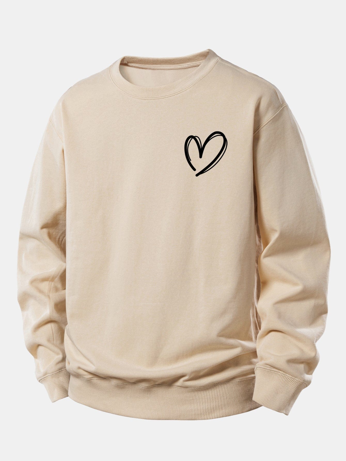 Velira Sweatshirts Šviesiai ruda / XS Širdies Raštas Laisvo Pjūvio Megztinis