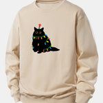 Velira Sweatshirts Šviesiai ruda / XS Spalvinga Lengva Juoda Katė Spauda Laisvas Fit Megztinis