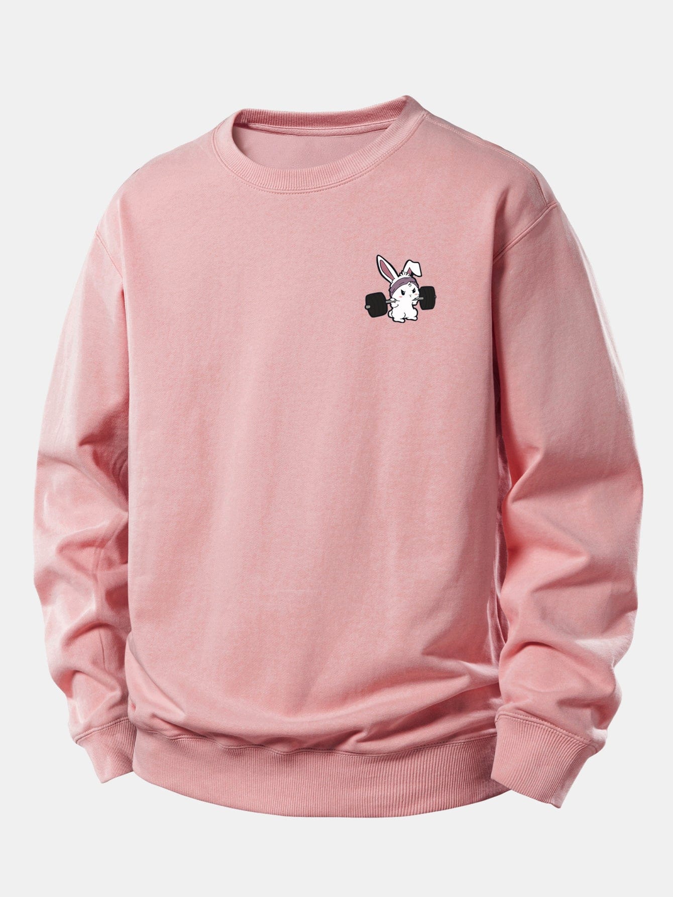 Velira Sweatshirts Šviesiapinkė / XS Fitneso Kiškio Spaudas Laisvas Pjūvis Sportinis Megztinis