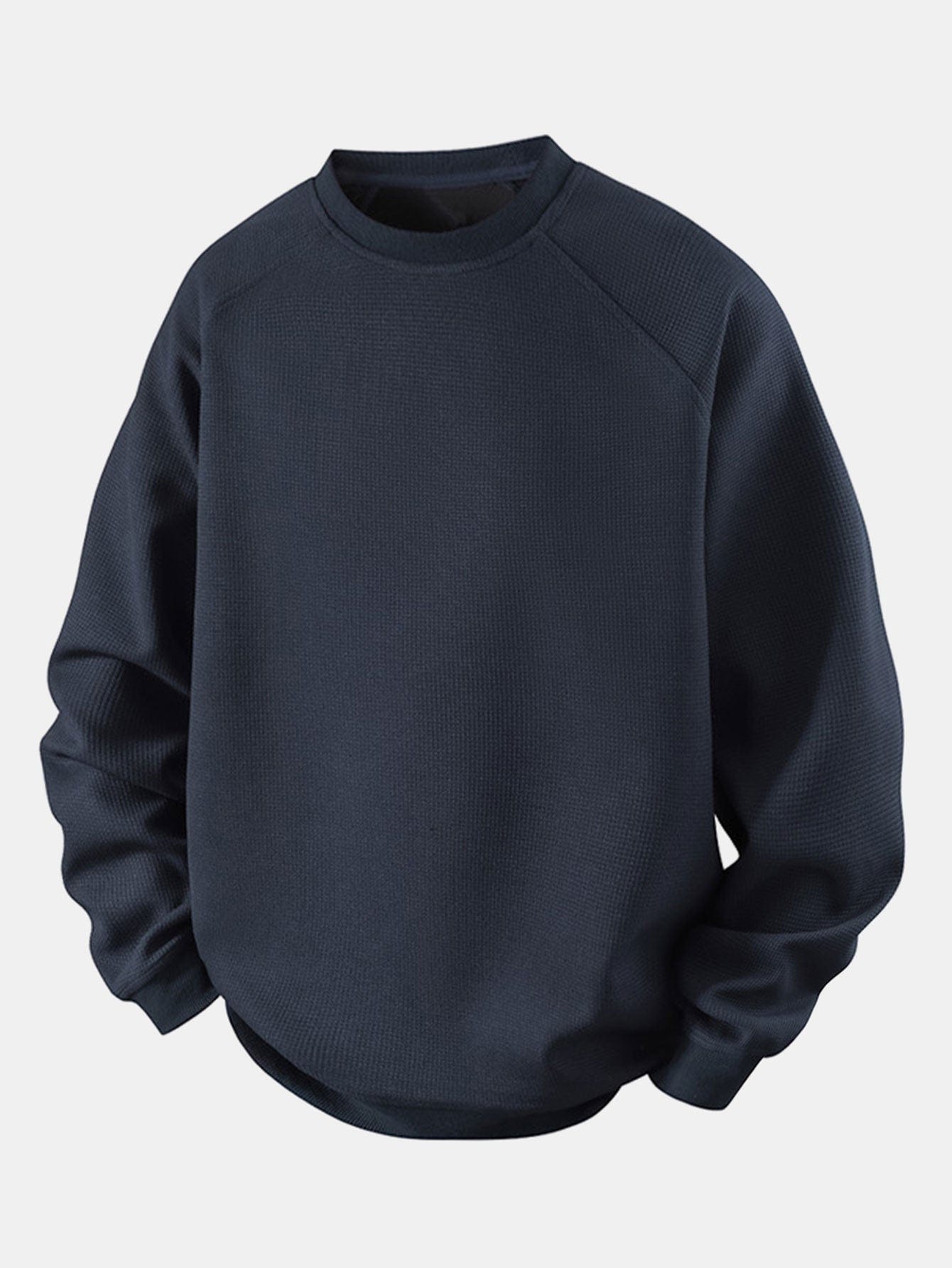 Velira Sweatshirts tamsiai mėlyna / S Atsipalaidavęs Waffle Crew Neck Megztinis