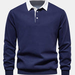 Velira Sweatshirts tamsiai mėlyna / S Kontrasto Polo Apykaklės Megztinis