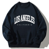 Velira Sweatshirts tamsiai mėlyna / S Los Andželo spauda atsipalaidavęs džemperis