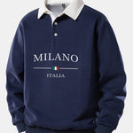 Velira Sweatshirts Tamsiai mėlyna / S Milano Spausdinimo Kontrasto Polo Apykaklės Megztinis