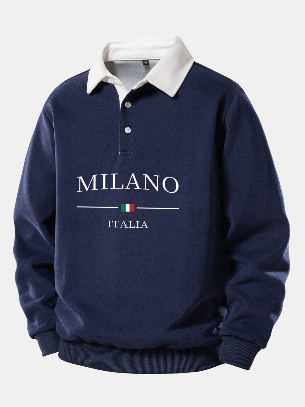 Velira Sweatshirts Tamsiai mėlyna / S Milano Spausdinimo Kontrasto Polo Apykaklės Megztinis