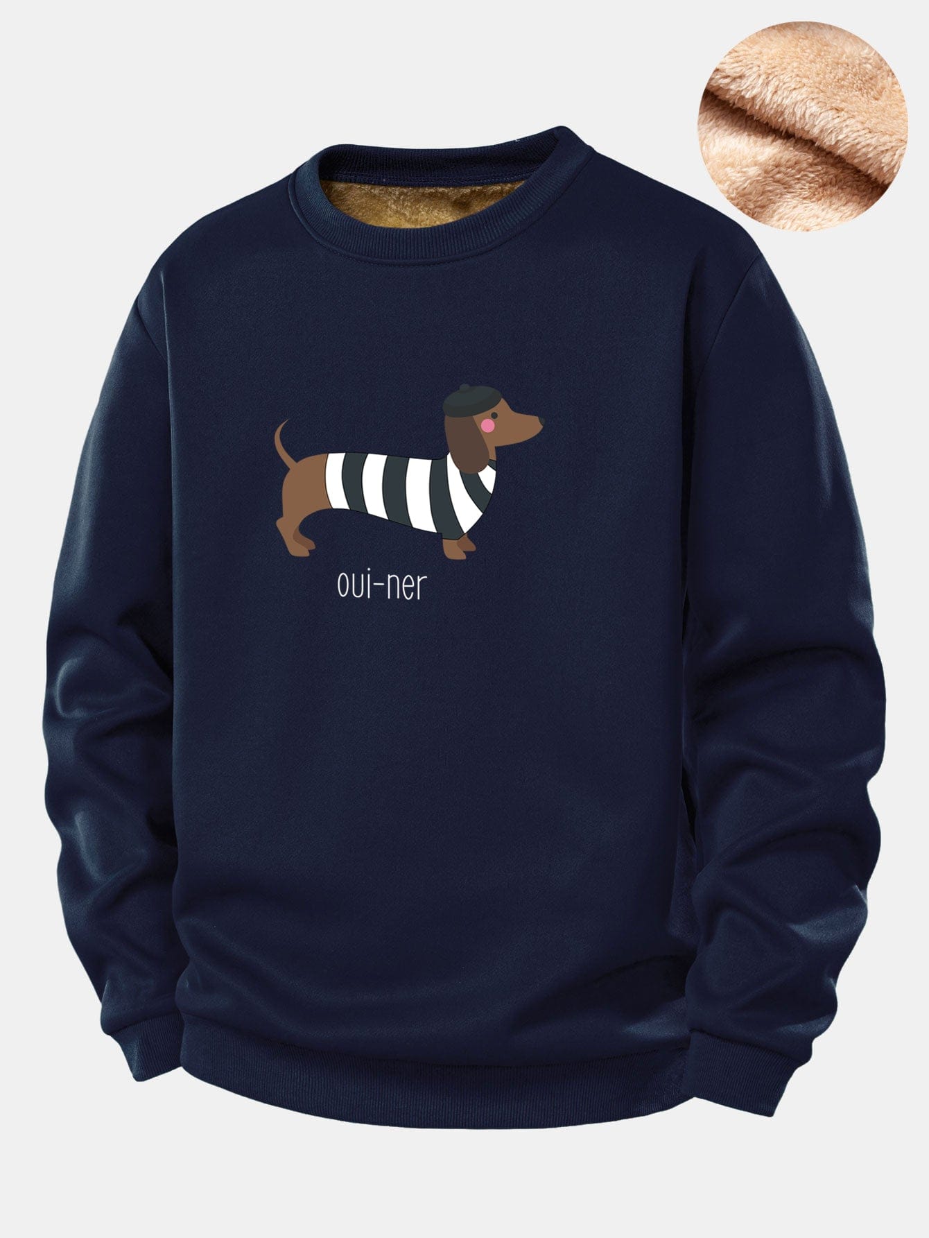 Velira Sweatshirts Tamsiai mėlyna / S Prancūziško takso rašto Teddy fliso pamušalu megztinis