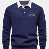Velira Sweatshirts tamsiai mėlyna / S Sloganas Spausdintas Kontrasto Polo Apykaklės Megztinis
