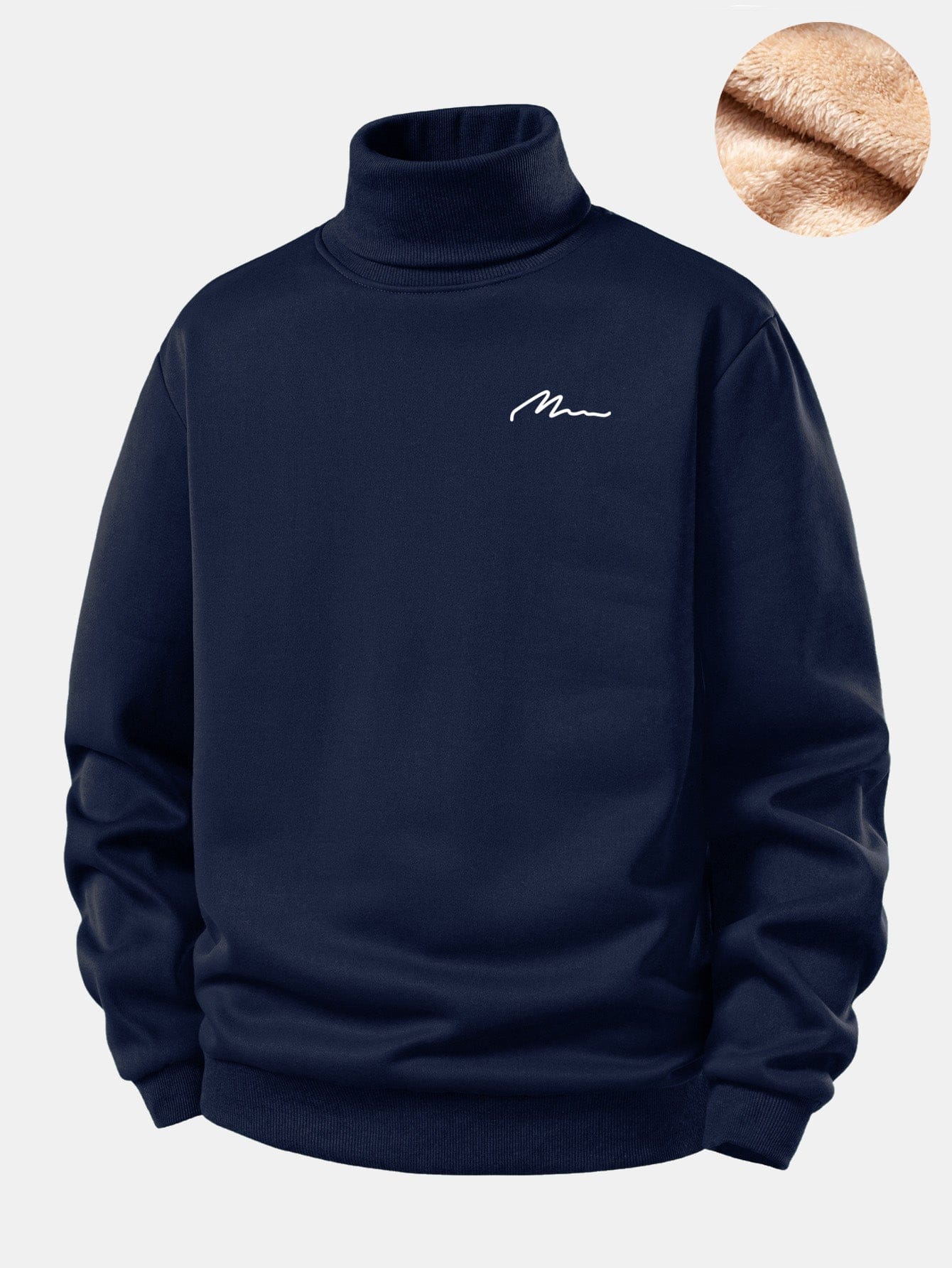 Velira Sweatshirts Tamsiai mėlyna / S Vyrų Print Teddy Fleece Pamušalu Kaklo Megztinis
