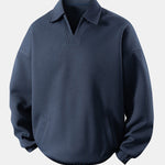 Velira Sweatshirts Tamsiai mėlyna / XS Atsipalaidavęs Fit Wffle V formos Polo Megztinis