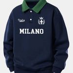 Velira Sweatshirts Tamsiai mėlyna / XS Atsipalaidavęs Milano Spaudos Kontrastinis Polo Džemperis