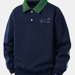 Velira Sweatshirts Tamsiai mėlyna / XS Atsipalaidavęs Pritaikymas Šunų Spausdinimo Kontrasto Polo Megztinis