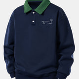 Velira Sweatshirts Tamsiai mėlyna / XS Atsipalaidavęs Pritaikymas Šunų Spausdinimo Kontrasto Polo Megztinis