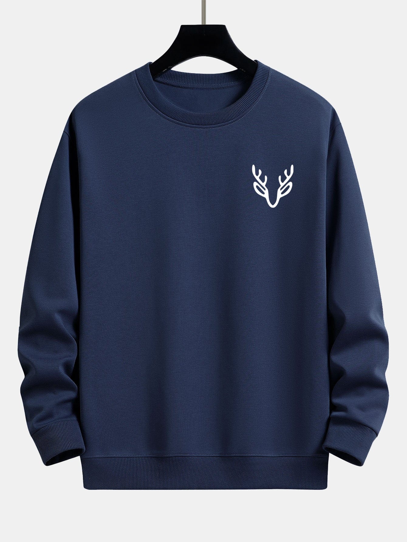 Velira Sweatshirts Tamsiai mėlyna / XS Elnių Galvos Spauda Laisvalaikio Puloveris