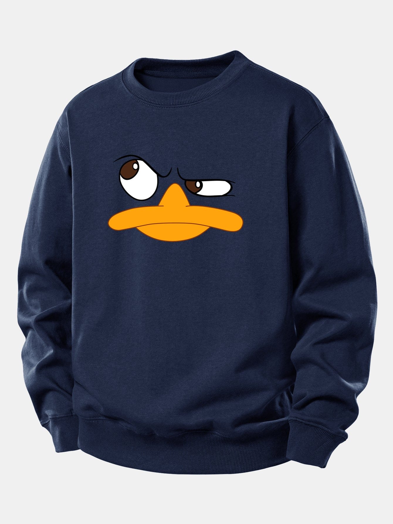 Velira Sweatshirts Tamsiai mėlyna / XS Emotikonų antis spauda laisvo kirpimo džemperis