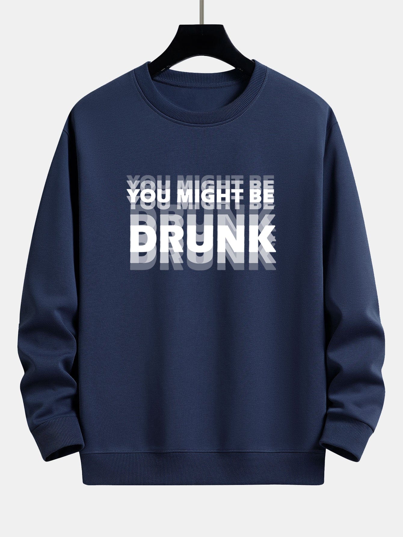 Velira Sweatshirts tamsiai mėlyna / XS Galbūt esate apsvaigęs spausdinimo laisvo kirpimo džemperis