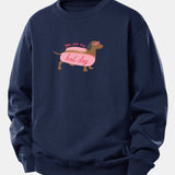 Velira Sweatshirts Tamsiai mėlyna / XS Karštas Šuo Daksas Spauda Laisvas Palaidinukas