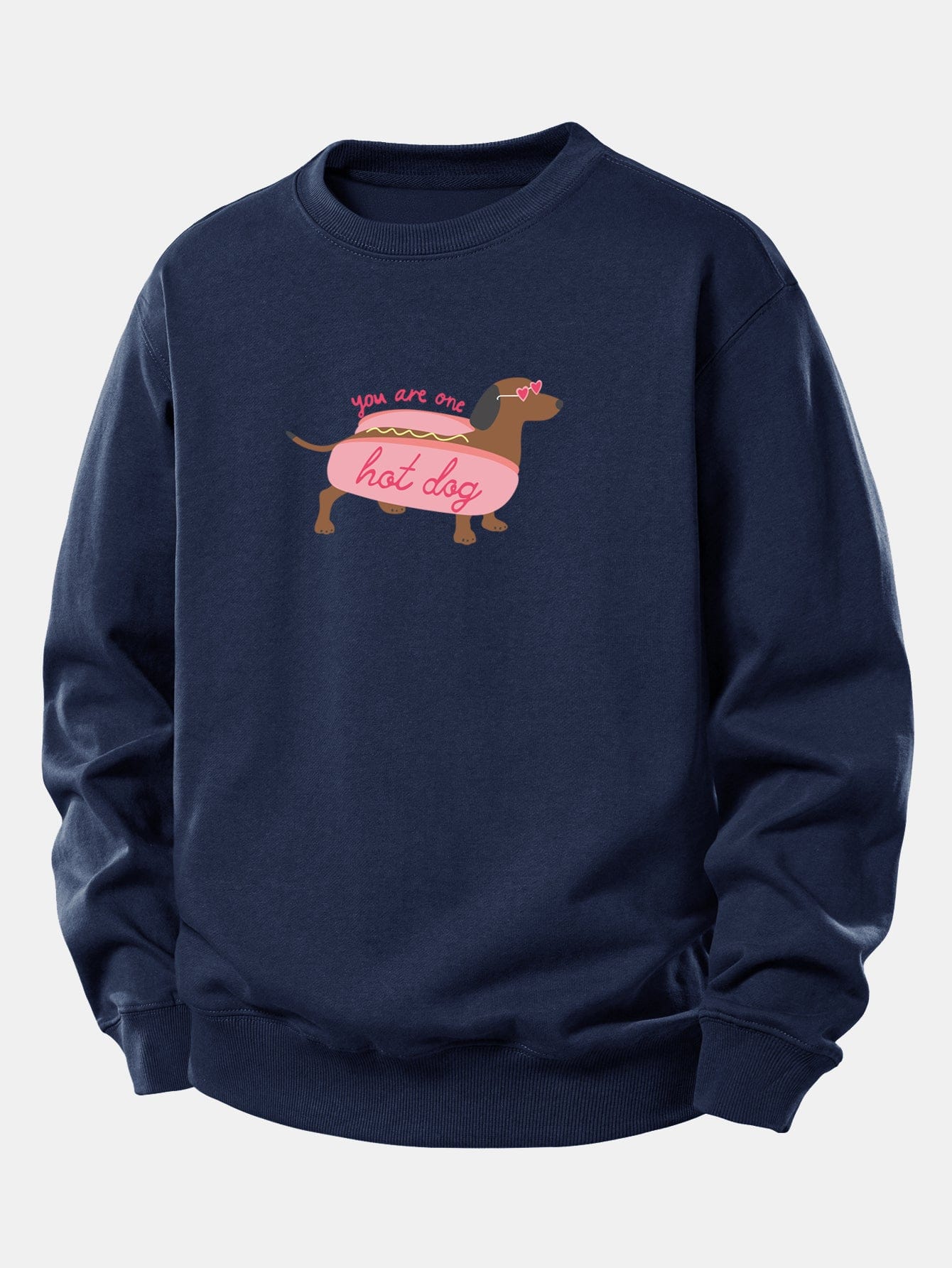 Velira Sweatshirts Tamsiai mėlyna / XS Karštas Šuo Daksas Spauda Laisvas Palaidinukas