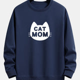 Velira Sweatshirts tamsiai mėlyna / XS Katės Mamos Spauda Laisvas Fit Palaidinukė