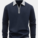 Velira Sweatshirts tamsiai mėlyna / XS Kontrasto Užtrauktuko Polo Apykaklės Švarkelis