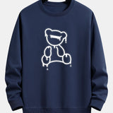 Velira Sweatshirts tamsiai mėlyna / XS Lino lokio atspaudo laisvas fit džemperis