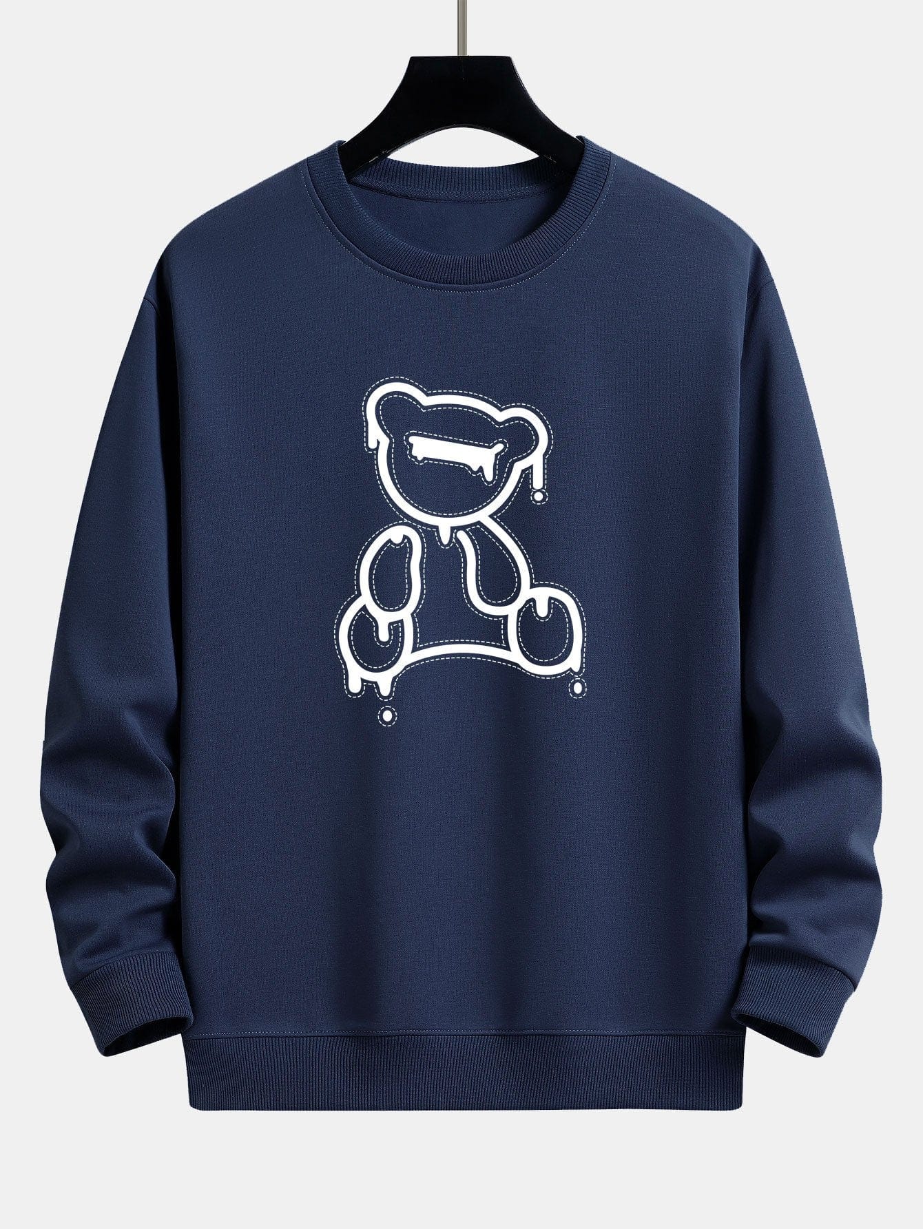 Velira Sweatshirts tamsiai mėlyna / XS Lino lokio atspaudo laisvas fit džemperis