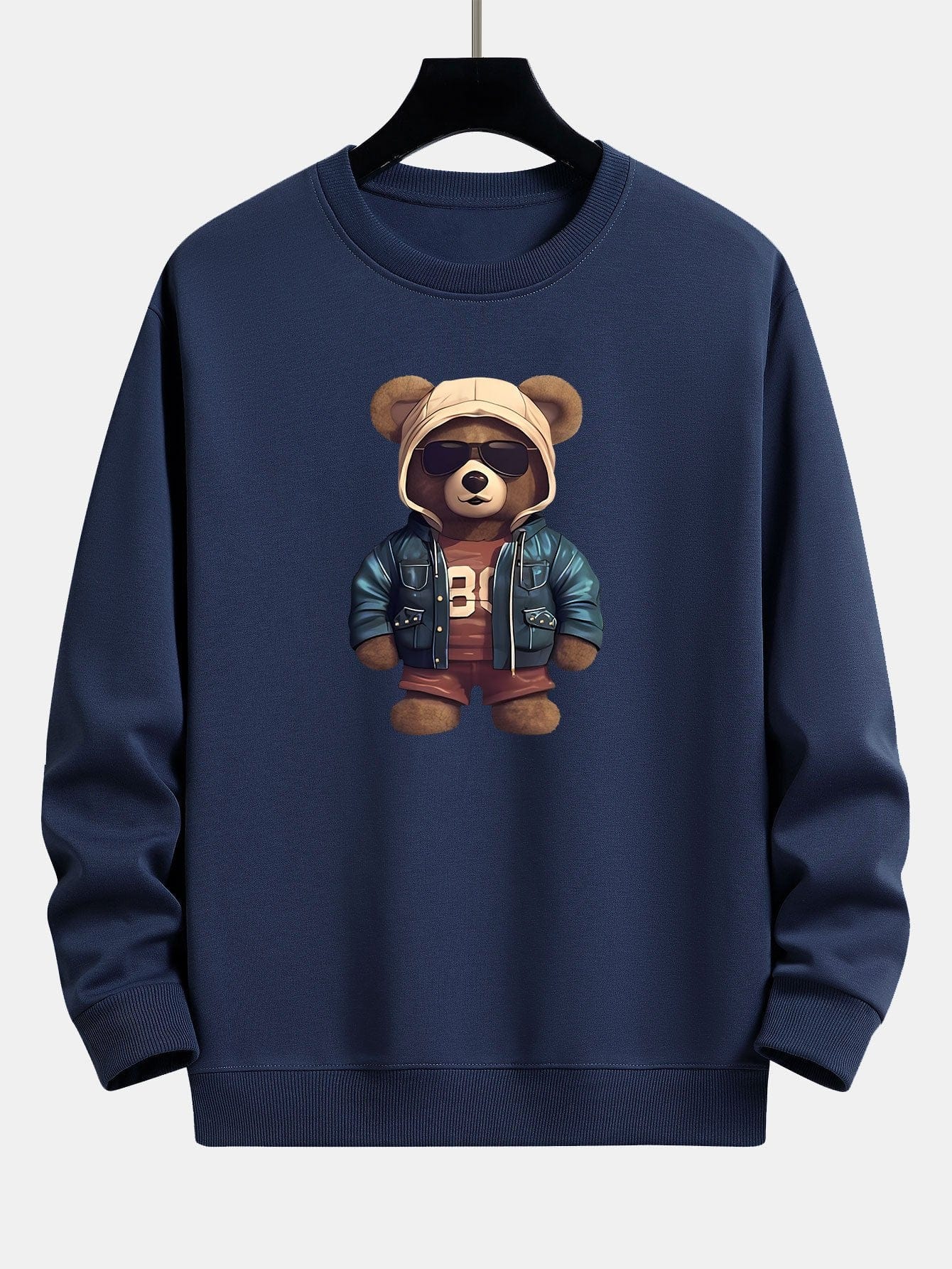 Velira Sweatshirts tamsiai mėlyna / XS Lokys Odinėje Striukėje Spauda Laisvas Švarkas
