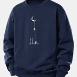 Velira Sweatshirts Tamsiai mėlyna / XS Mėnulio Astronauto Spauda Laisvo Pjūvio Džemperis