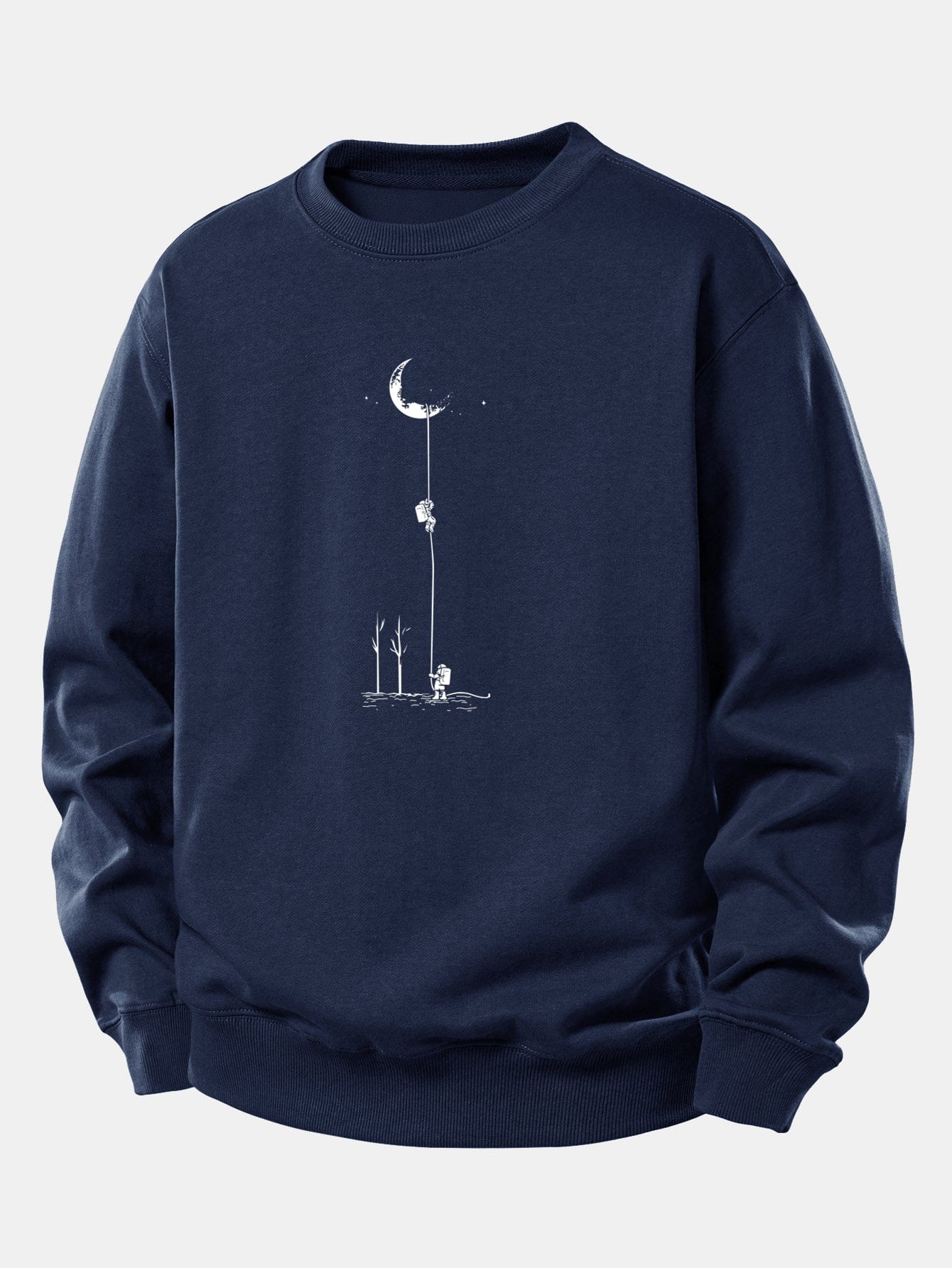 Velira Sweatshirts Tamsiai mėlyna / XS Mėnulio Astronauto Spauda Laisvo Pjūvio Džemperis