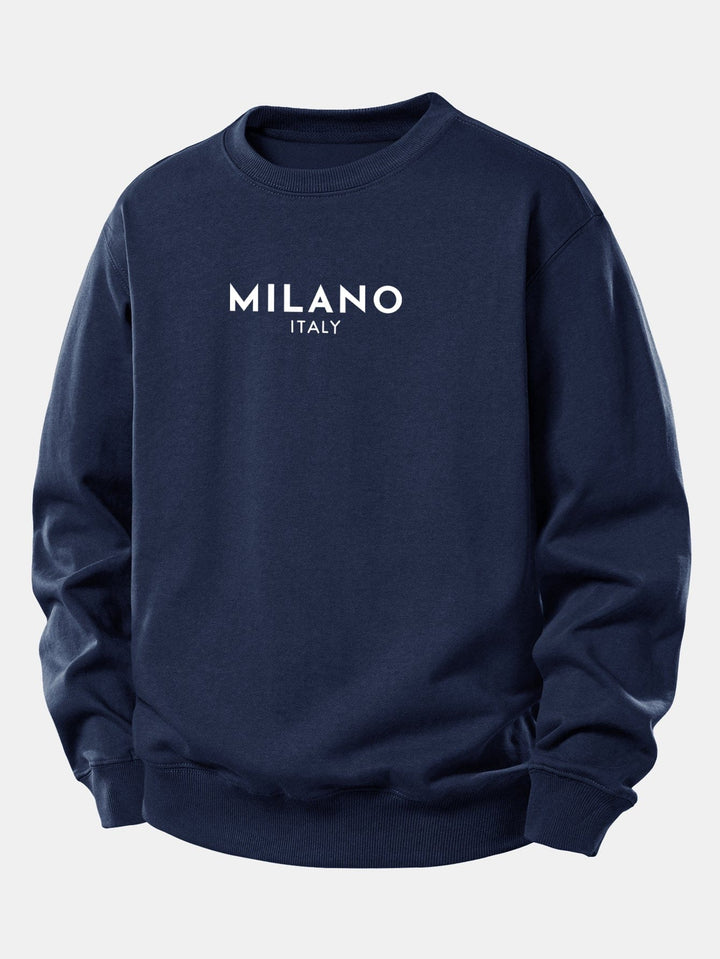 Velira Sweatshirts Tamsiai mėlyna / XS Milano spaudinys laisvas megztinis