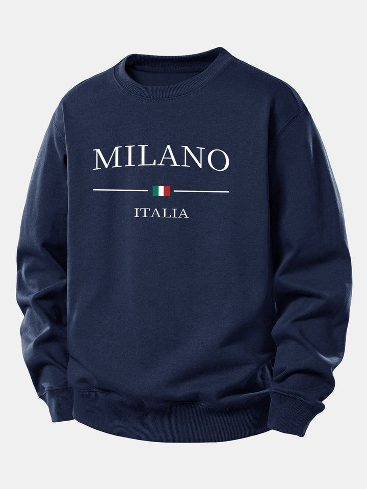 Velira Sweatshirts Tamsiai mėlyna / XS Milano Spaudos Laisvas Fit Mikina