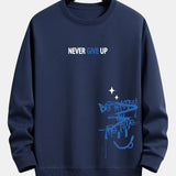 Velira Sweatshirts tamsiai mėlyna / XS Niekuomet nepasiduok Šypsenėlės Spauda Laisvo Kirpimo Megztinis