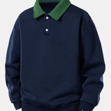 Velira Sweatshirts tamsiai mėlyna / XS Relaksuotas Fit Kontrasto Polo Džemperis