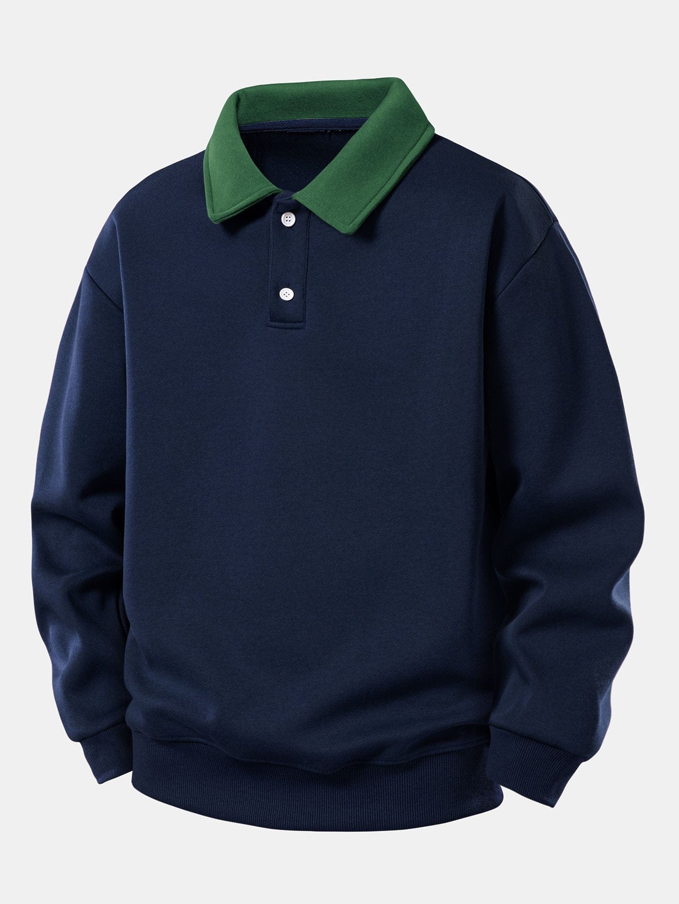 Velira Sweatshirts tamsiai mėlyna / XS Relaksuotas Fit Kontrasto Polo Džemperis