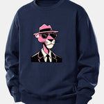 Velira Sweatshirts Tamsiai mėlyna / XS Rožinė džentelmenų panteros spauda laisvo kirpimo megztinis